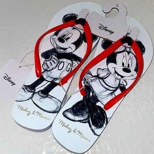 🆕 Disney Ltd Edtn Womens L (9/10) Mickey & Minnie Animators Sketch Icon Sandals